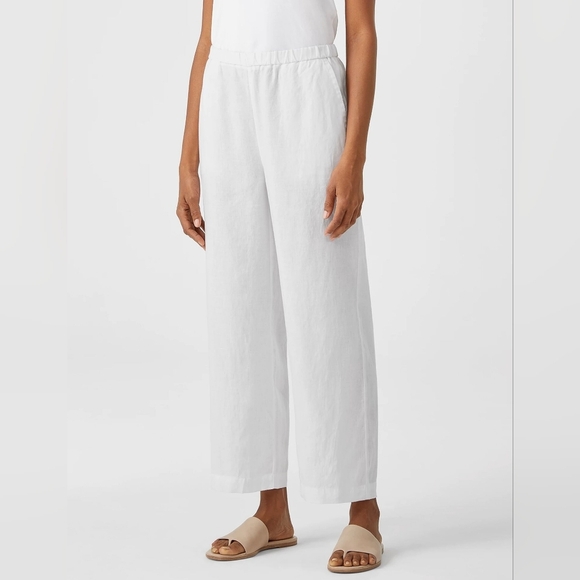 Eileen Fisher Pants - Eileen Fisher white organic linen wide leg pants. Size XL